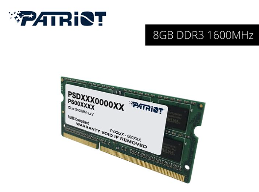 MEMORIA DDR3 8 GB/ 1600 PATRIOT LAPTOP