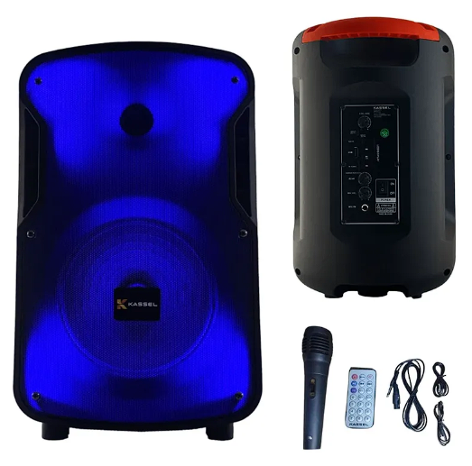 PARLANTE MOD HALION KASEL K812/ 8" LED RGB CONMICROFNO CON CABLE RGB/CONTROL REMOTO/BATERIA