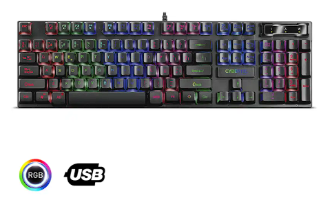 TECLADO CIBERTEL MOD EXTREME K505 – Negro con luces LED