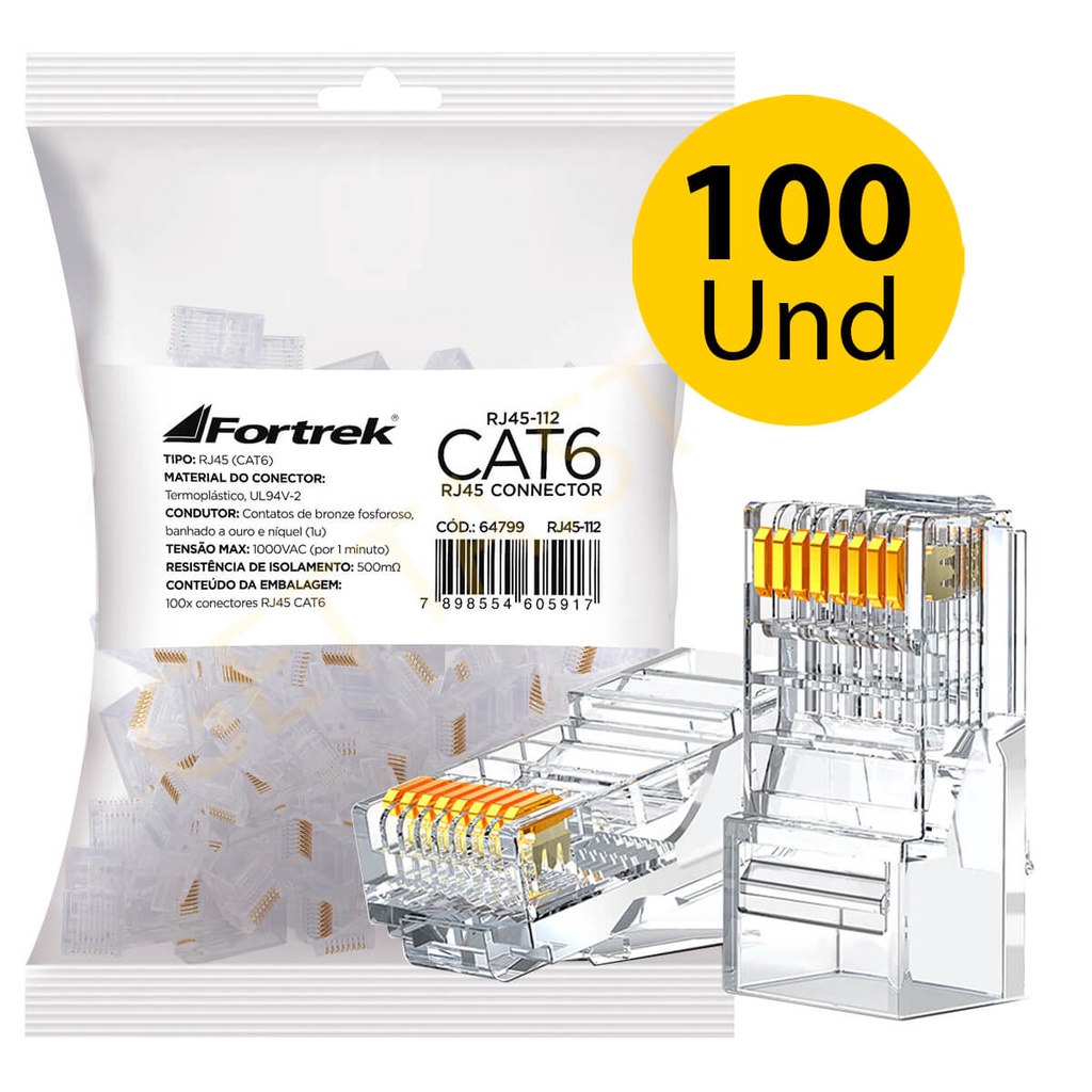 PAQUETE DE CAT 6 100 X CIENTO PLASTICO