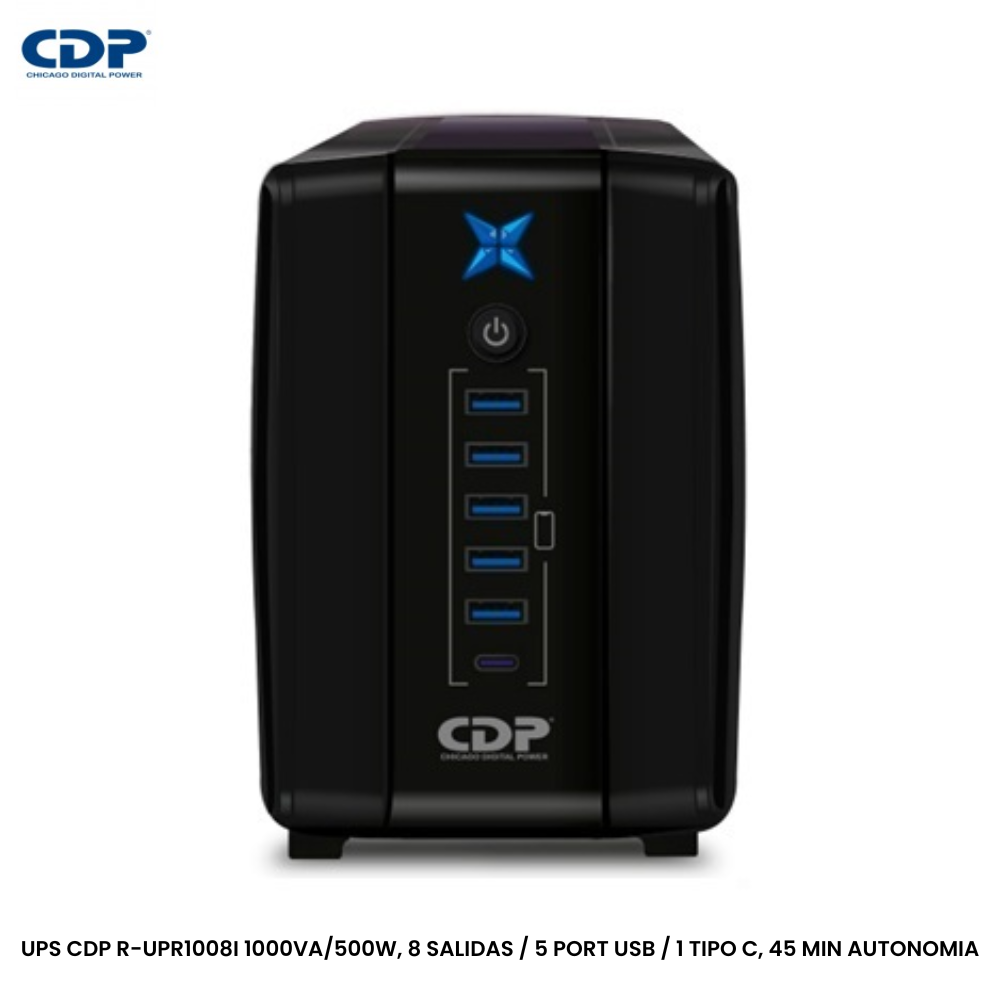 UPS CDP-RUPR 1008I 1000VA/500W 8 SALIDAS /5 PORT USB/1 TIPO C