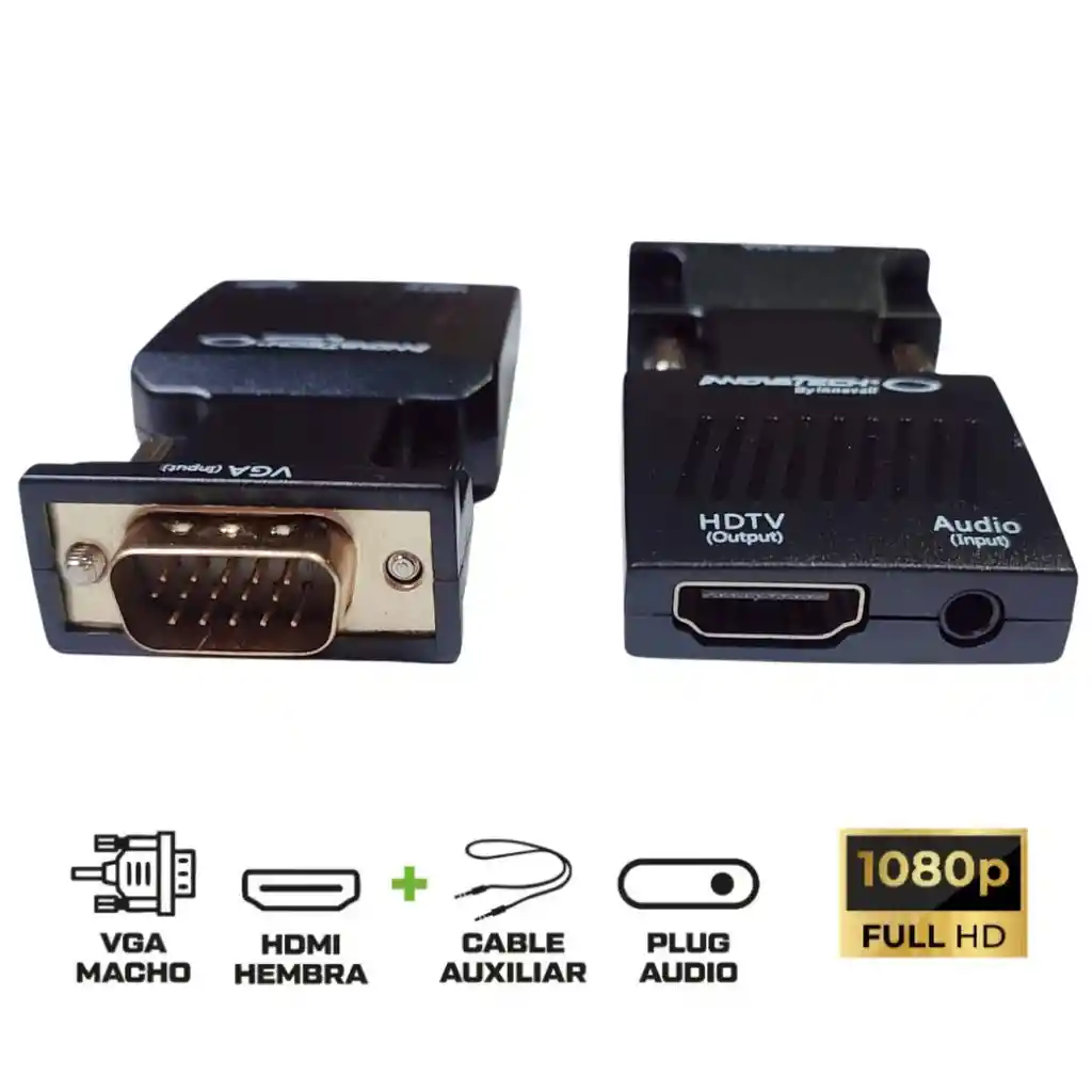 CONVERTIDOR VGA MACHO A HDMI HEMBRA C/AUDIO C/VIDEO