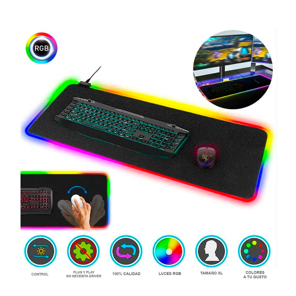 PAD MOUSE GAMING LUCES LED GRANDE