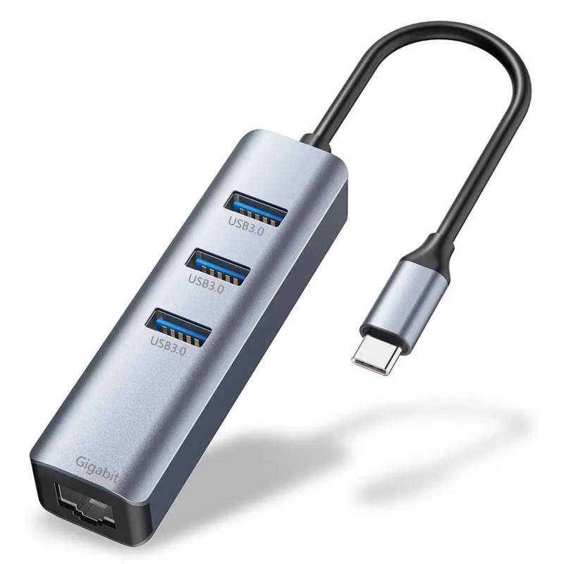 ADAPTADOR TIPO C A RED CON HUB USB 3.00 3 EN 1