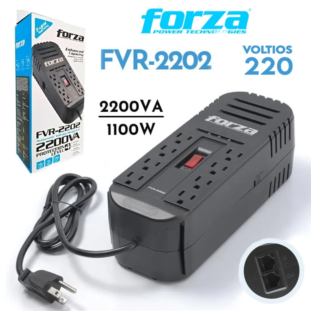 ESTABILIZADOR FORZA FVR-2202-2200VA/1100W/ 220V