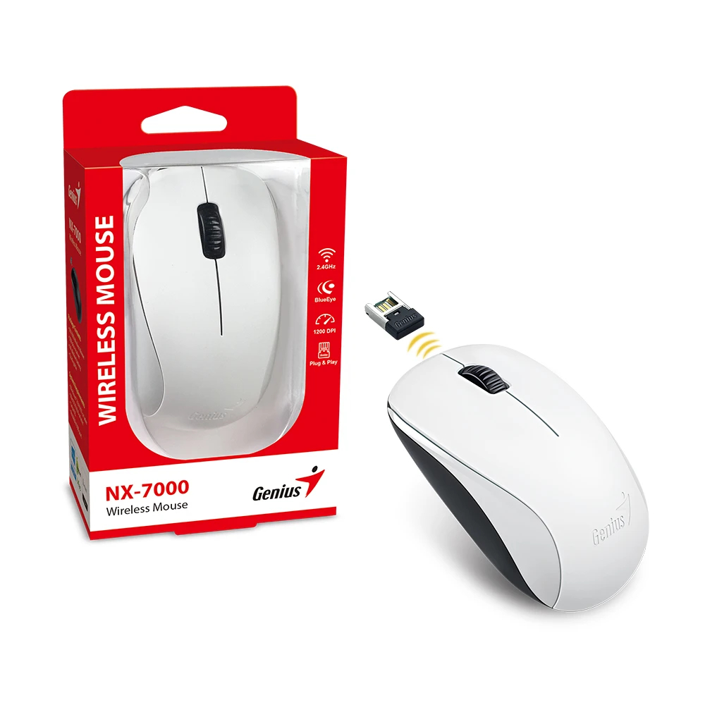 MOUSE GENIUS WIRELES NX7000 WHITE/BLUEEYE BLACK/RED/