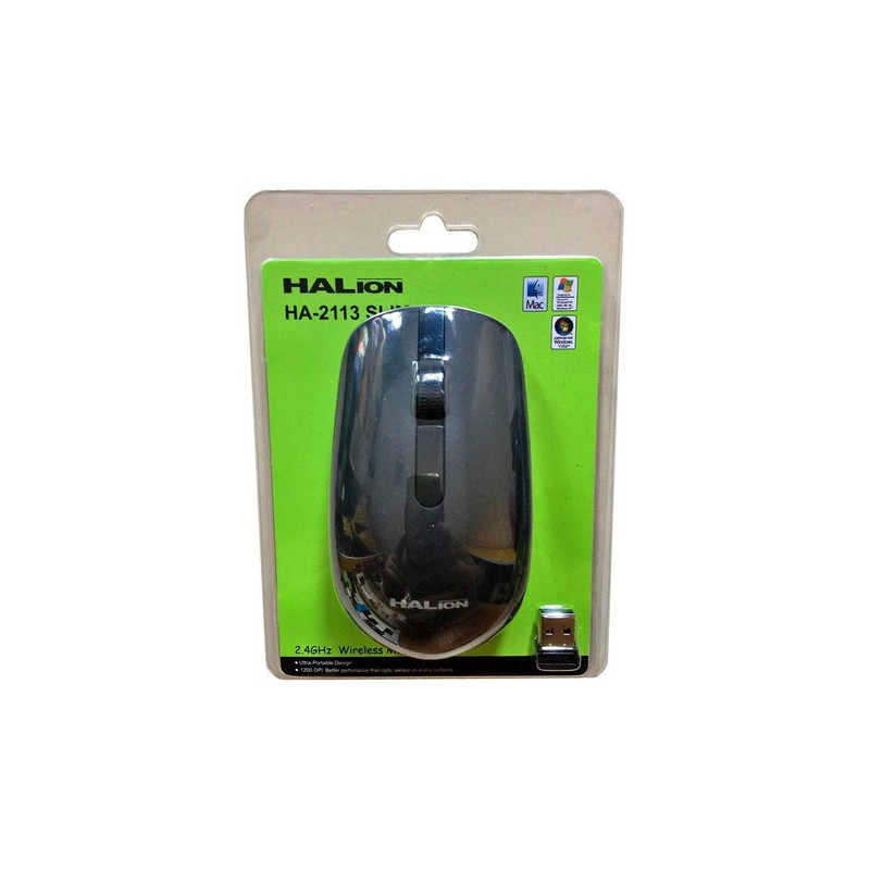 MOUSE SLIM HALION 2113 -2118-2115-INALAMBRICO GRIS / NEGRO