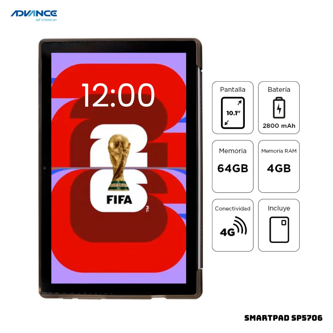 TABLET ADVANCE 10.1 "/ 2800MAH/ MEMORIA RAM 4GB/MEMORIA SD 64GB/ MULTITOUCH/ DOBLE BANDA SOPORTA 2 SIM/ MICRO SD