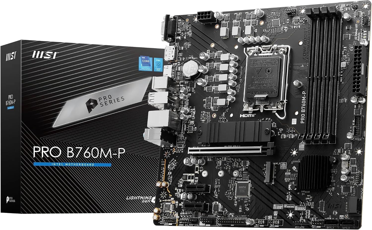 MAINBOARD MSI PRO B760M-P  DDR5 LGA 1700/DDR5 X 4 RANURAS SLOP/M.2 2 SLOP/192 RAM/MICRO ATX