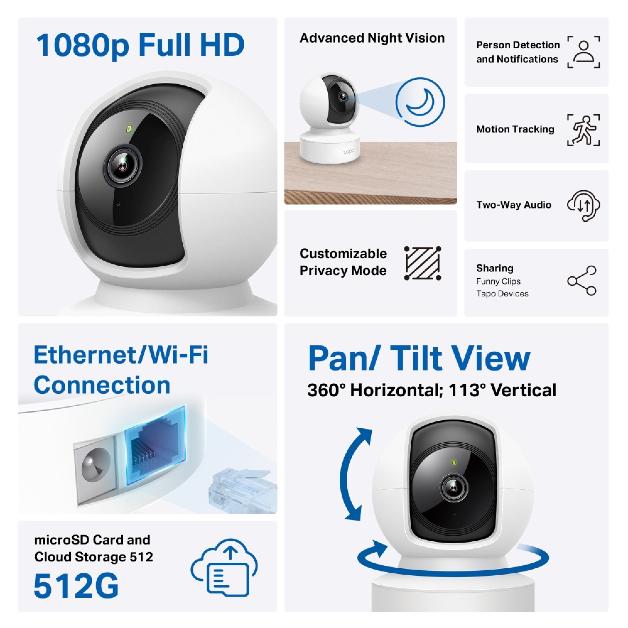 TP LINK-TAPO C 202C CAMARA SMART 1080 RESOLUCI0N//360 GRADOS/WIFI/VISION NOCTURNA/WIFI 2.4GHZ/ASISTENTE ALEXA/DETECTOR DE NOTIFICACION/CONTROL REMOTO/