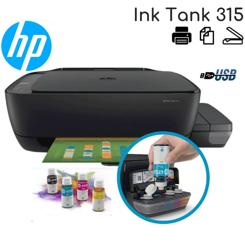 IMPRESORA HP INK TANK 315 CON SISTEMA CONTINUO ALL IN ONE