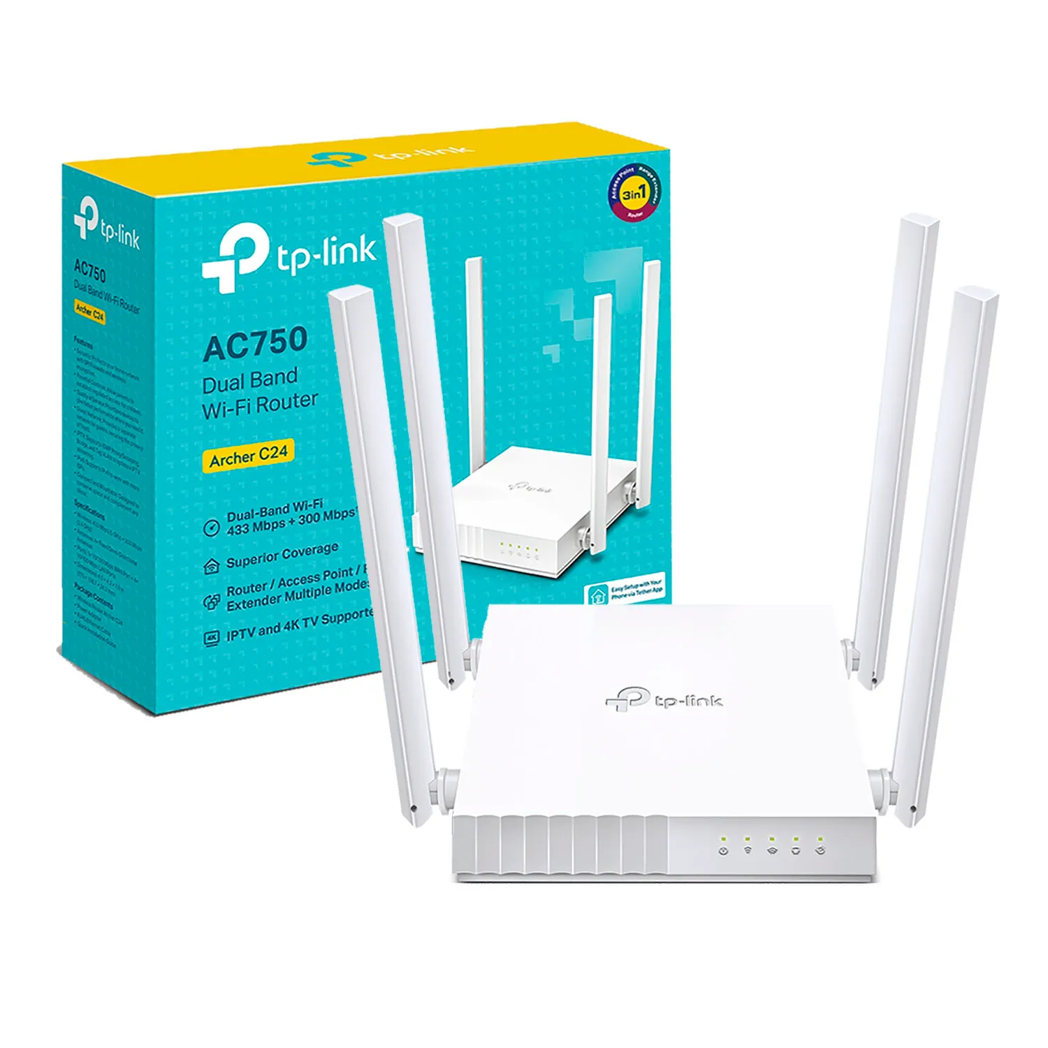 ROUTER INLAMBRICO DOBLE BANDA AC 750 ARCHER C24