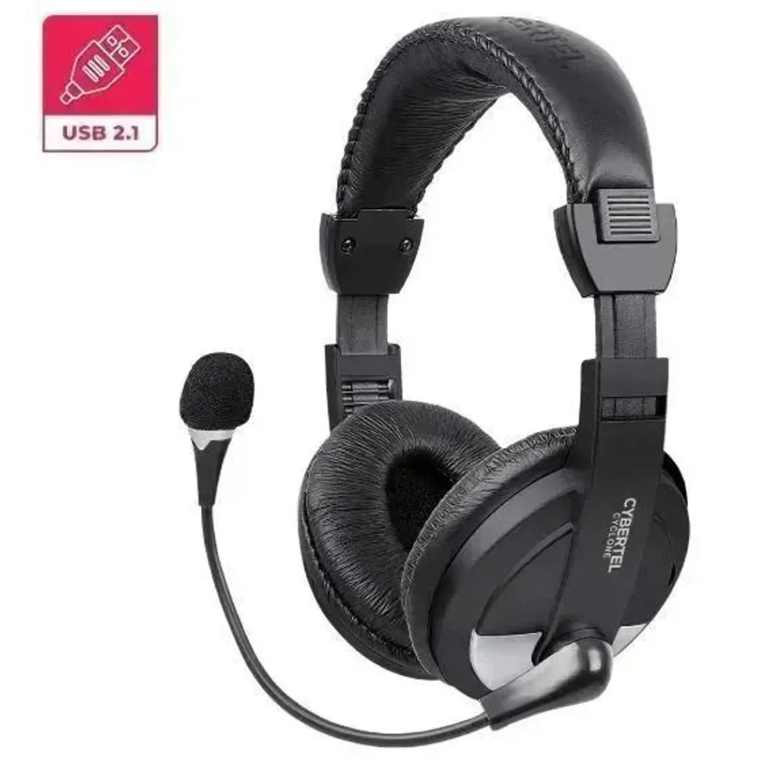 AUDIFONO CIBERTEL MOD CYCLONE CONEXIÓN USB BLACK SILVER