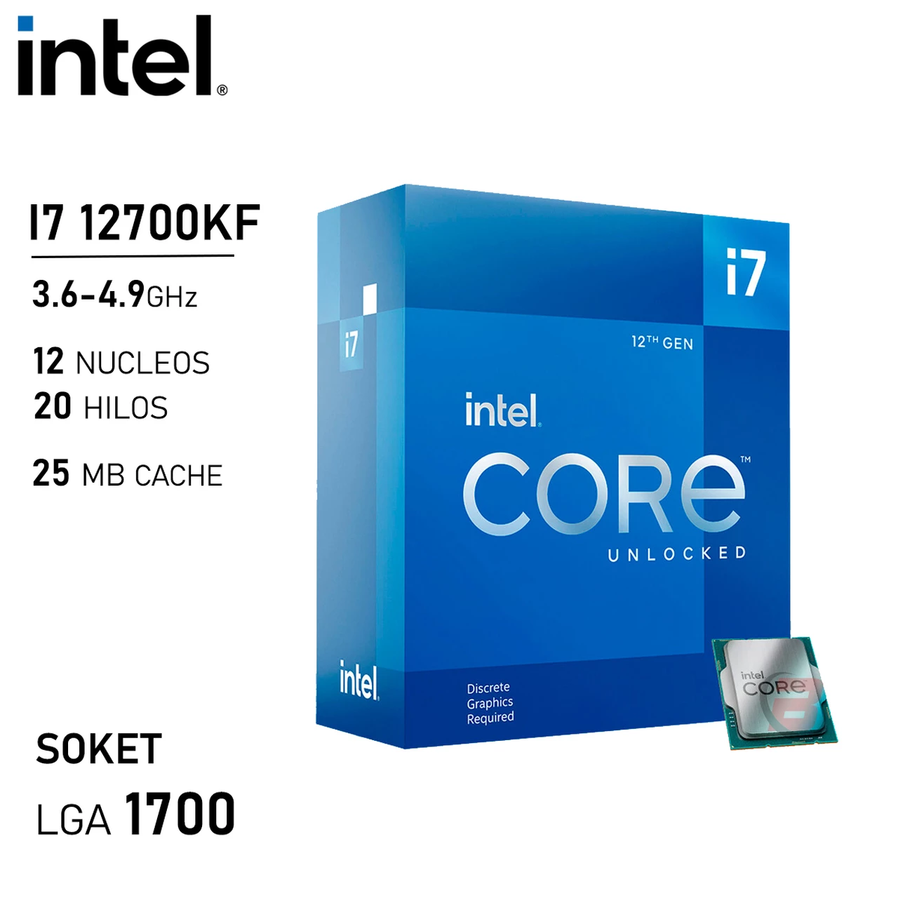 PROCESADOR INTEL CORE I7-12700KF 2.1 GHZ/ 4.9 GHZ 25 MB LGA 1700
