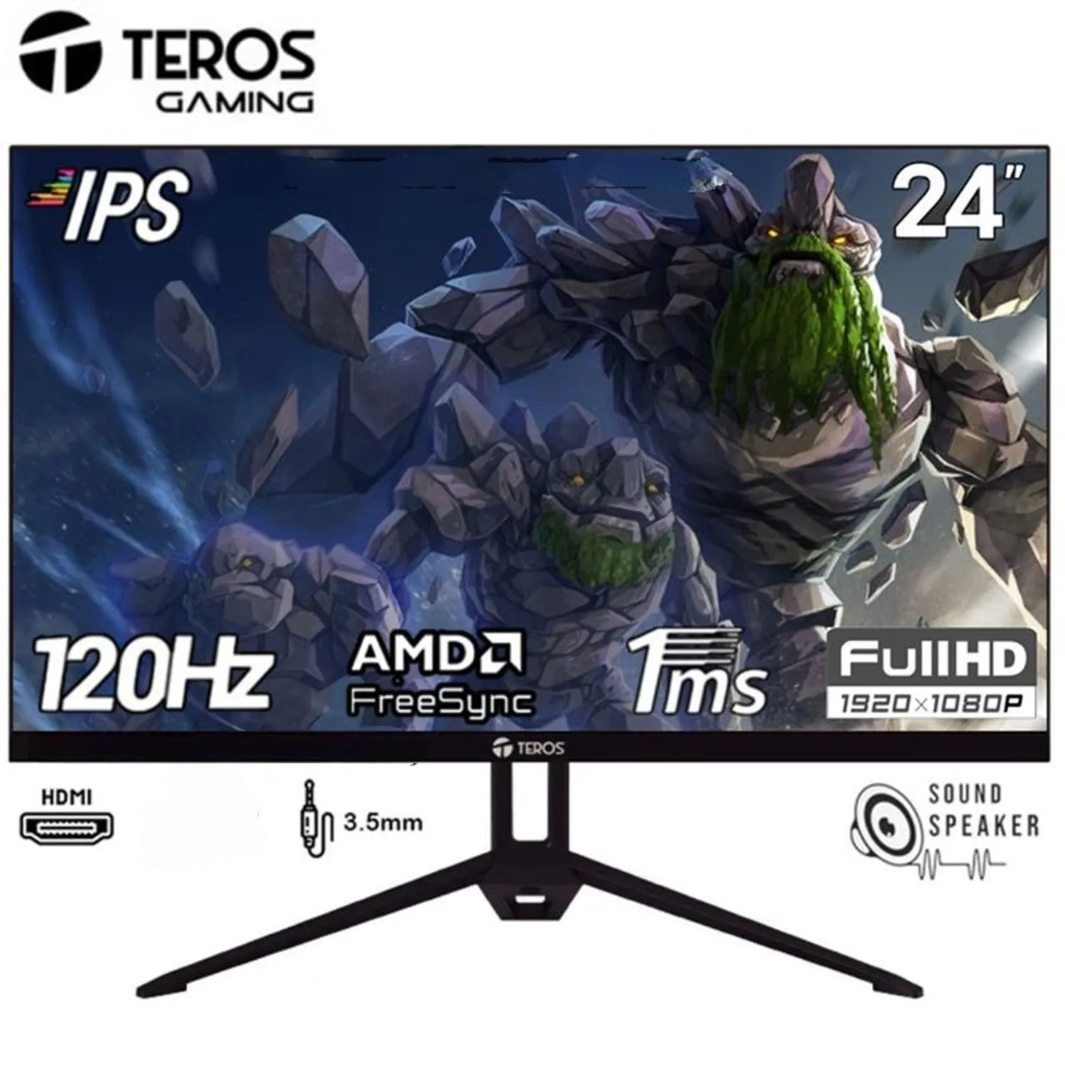 MONITOR LED 24 MOD 2415S TEROS -PLANO 120GHZ/1RMS/AUDIO/PARLANTE/ HDMI/ DISPLAY PORT