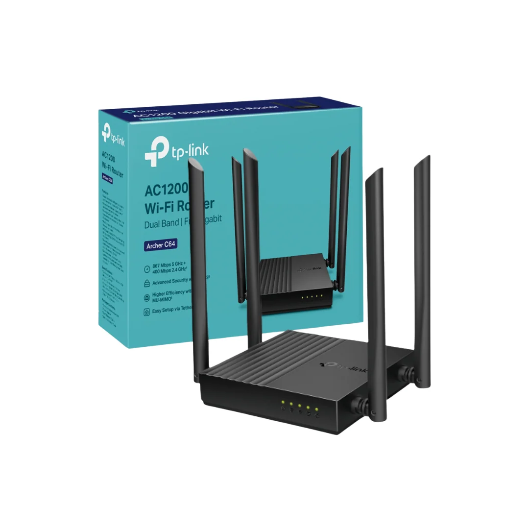 ROUTER INALAMBRICO DOBLE BANDA  AC 1200 WIFI 5.00 300MB/GIGABIT WAN 4 AC 64