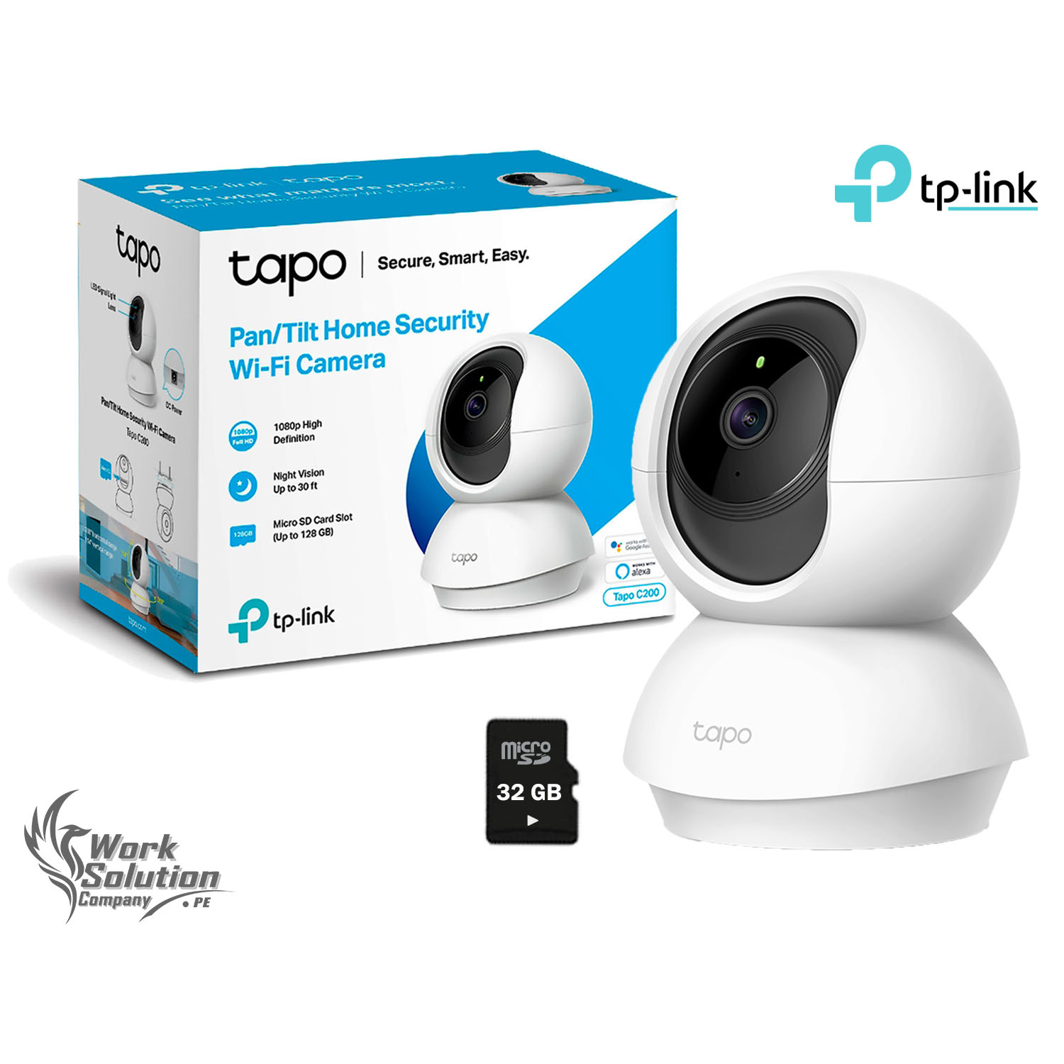 TP LINK-TAPO C 200  CAMARA SMART 1 2K 080 RESOLUCI0N//360 GRADOS/WIFI/VISION NOCTURNA/WIFI 2.4GHZ/ASISTENTE ALEXA/DETECTOR DE NOTIFICACION/CONTROL REM