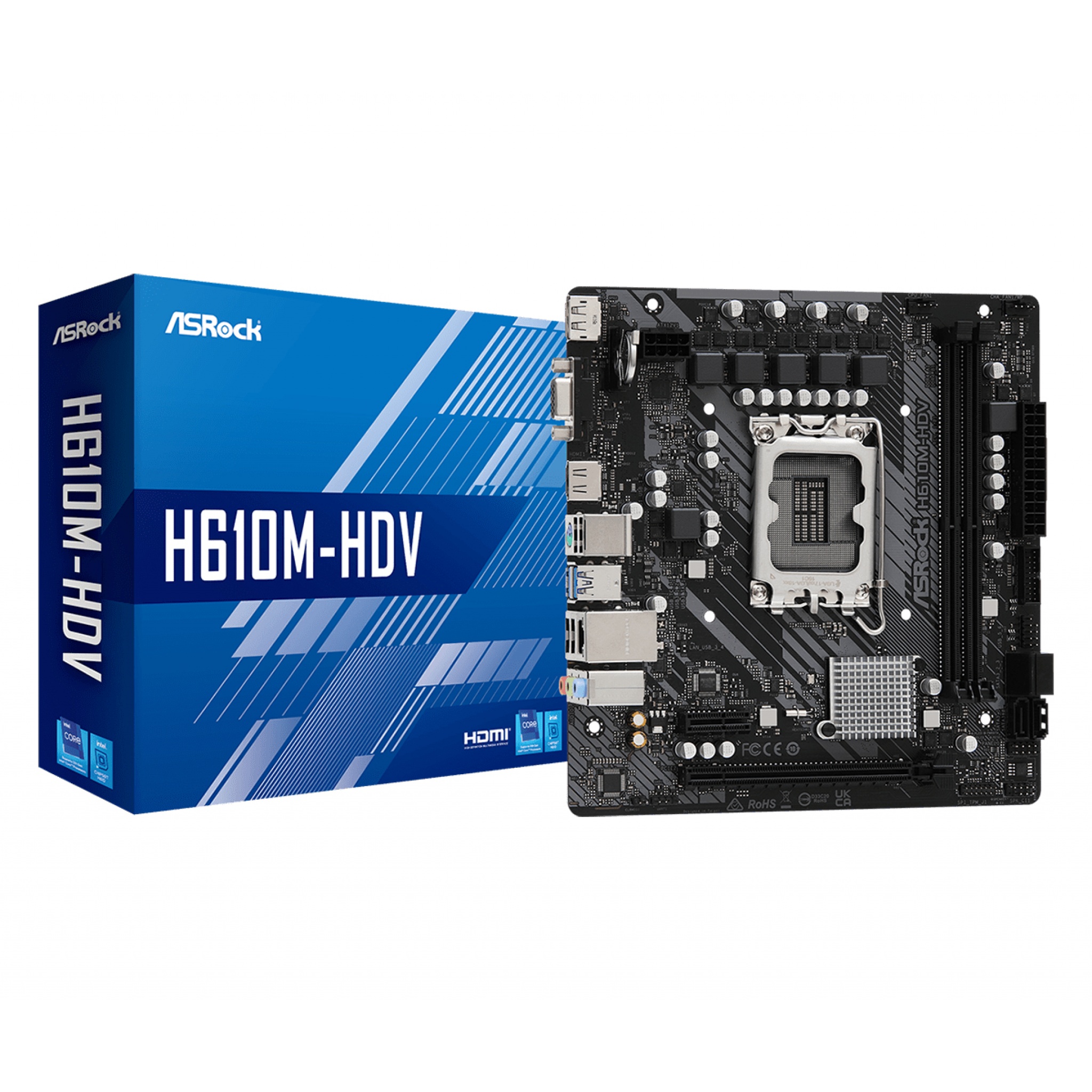 MAINBOARD ASROCK H610M-HDV /DISPLAYPORT/USB/AUDIO/SATA3 BOX - (12GN-13GN) X 12MG DDR4