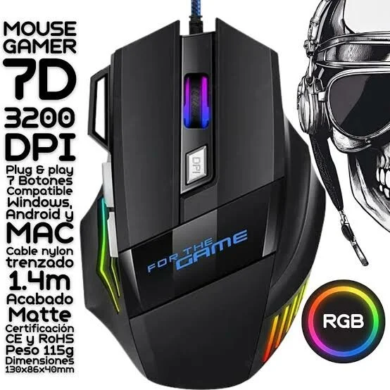 MOUSE GAMER 3200DPI 07/LED CB 2002 USB