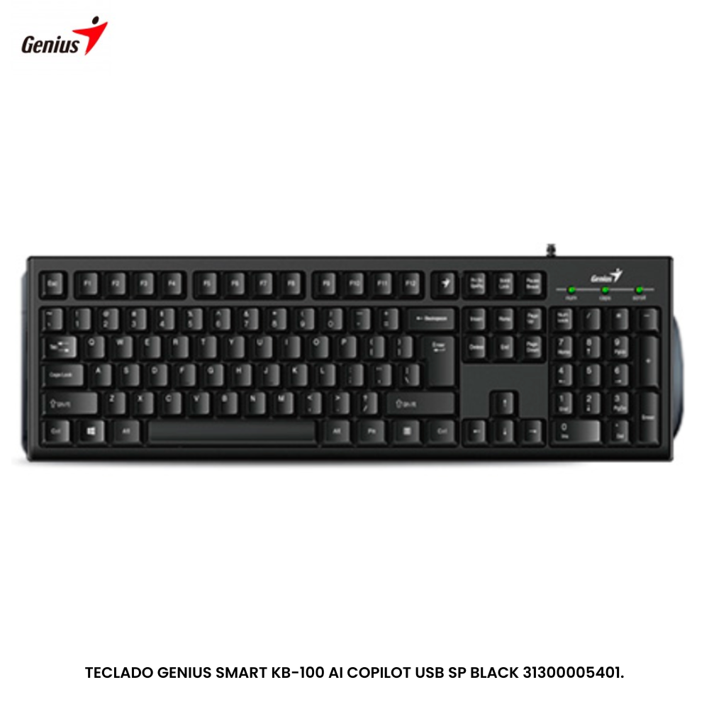 TECLADO BASICO USB GENIUS KB -100 AI COPILOT SMART ESPAÑOL BLACK