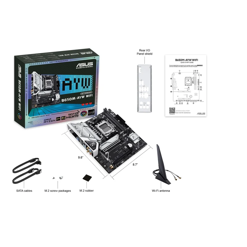 MAINBOARD ASUS PRIME B650M-AYW WIFI/RAZEM9/BUS DDR5 8200/ 7,1 SONIDO/BLUETOOH 5.3