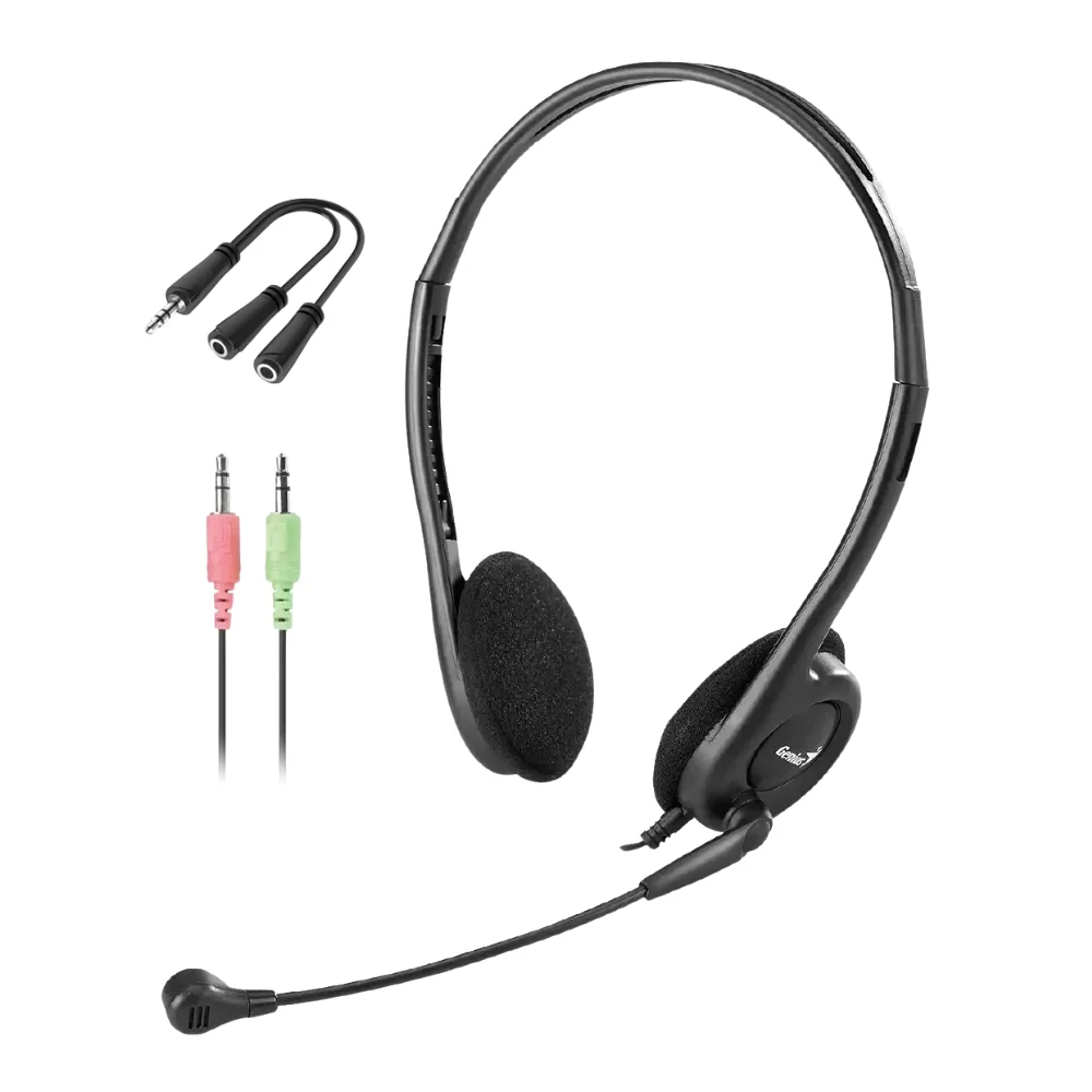 AUDIFONO GENIUS CON MICROFONO HS-200C MULTIPLATAFORMA 2X3.5MM