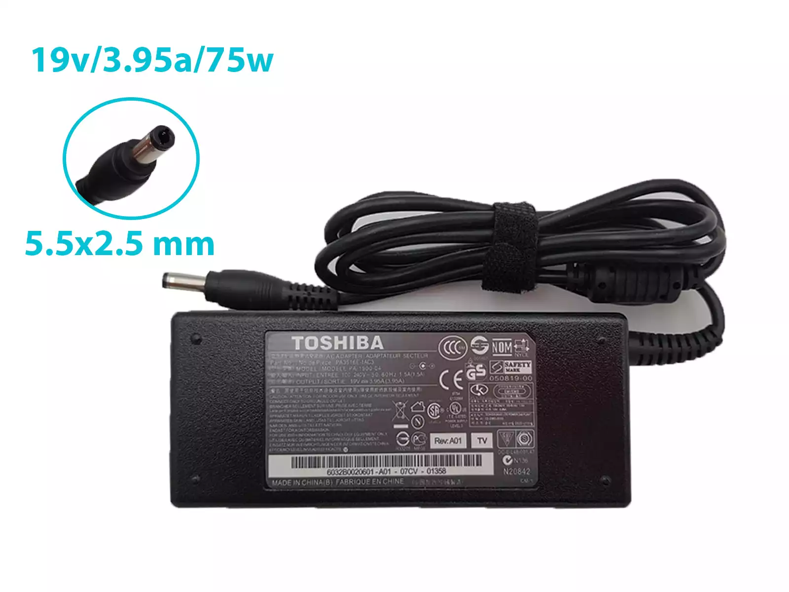 CARGADOR TOSHIBA 75/19V/ 3.95 AM 5.5*2.5