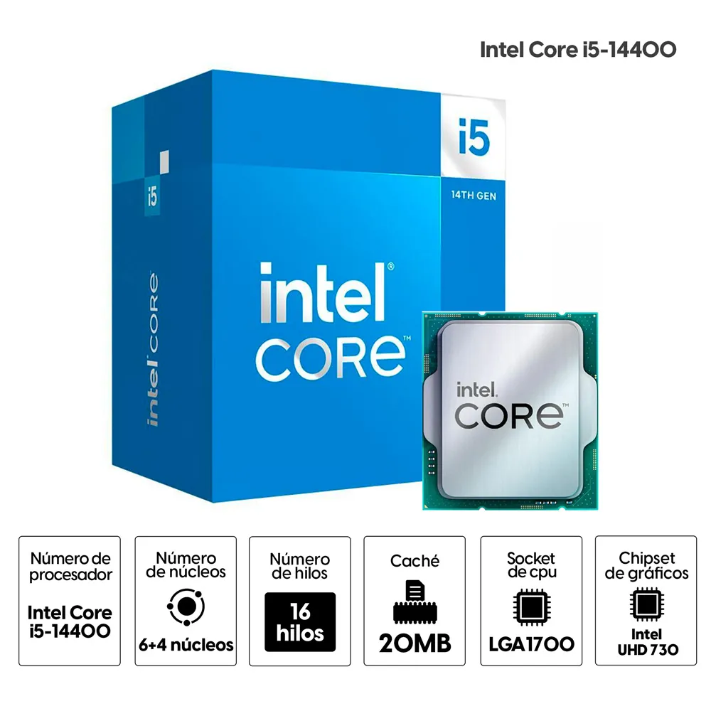 PROCESADOR INTEL COREI5 14400 BOX LGA 14GN CACHE 20 M 4 4.7GHZ- BOX