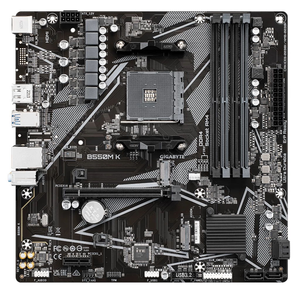 MAINBOARD GIGABYTE B550M K 4 DDR4 4733MHZ OC PCI EXPRES HDMI/ DP/M-ATX